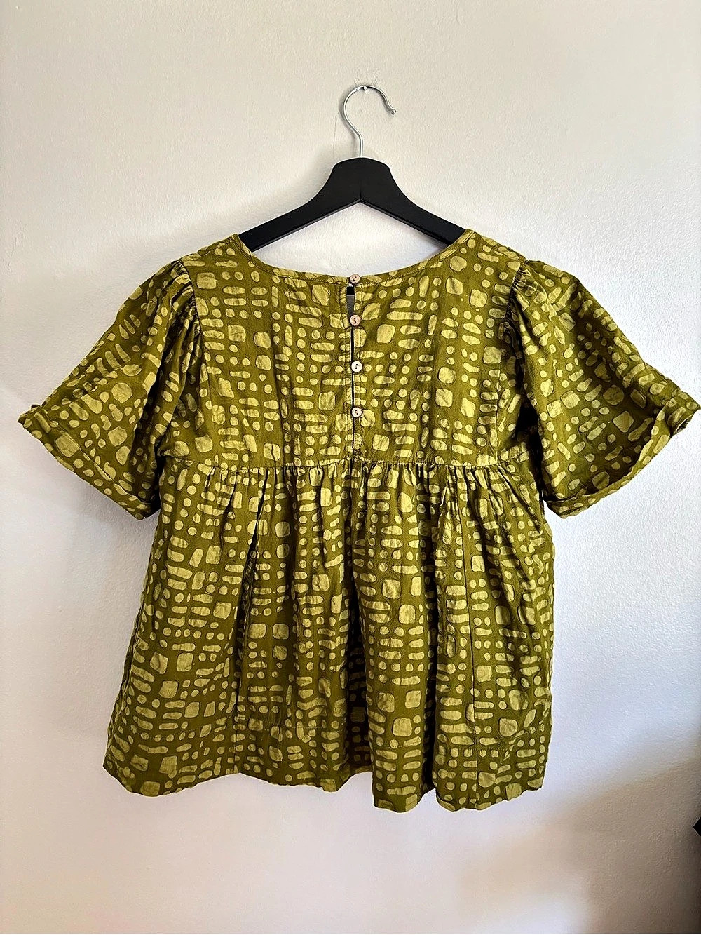 Porridge Geo Textured Swing Top Geometric Blouse Green & Yellow Medium